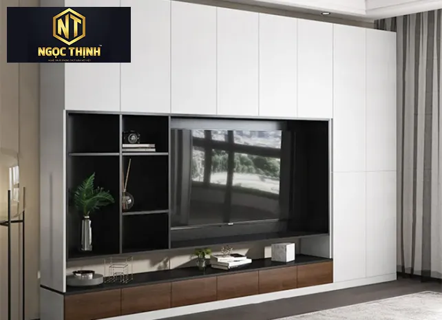 TỦ TRANG TRÍ KẾT HỢP VỚI KỆ TV PHONG CÁCH HIỆN ĐẠI PHÒNG KHÁCH